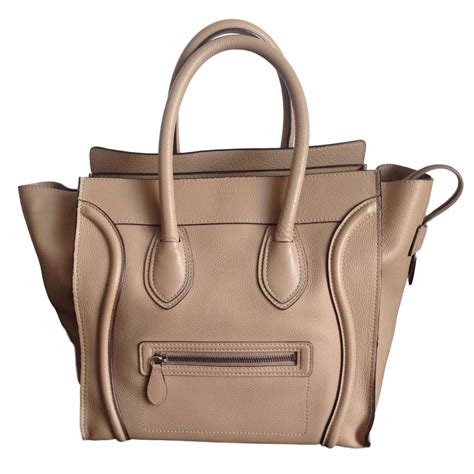 Luggage leather handbag Celine Beige in Leather 